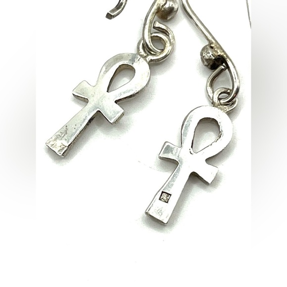 Ankh Symbol Earrings Vintage Dangle  Key of Life 925 Sterling Silver - Picture 11 of 11